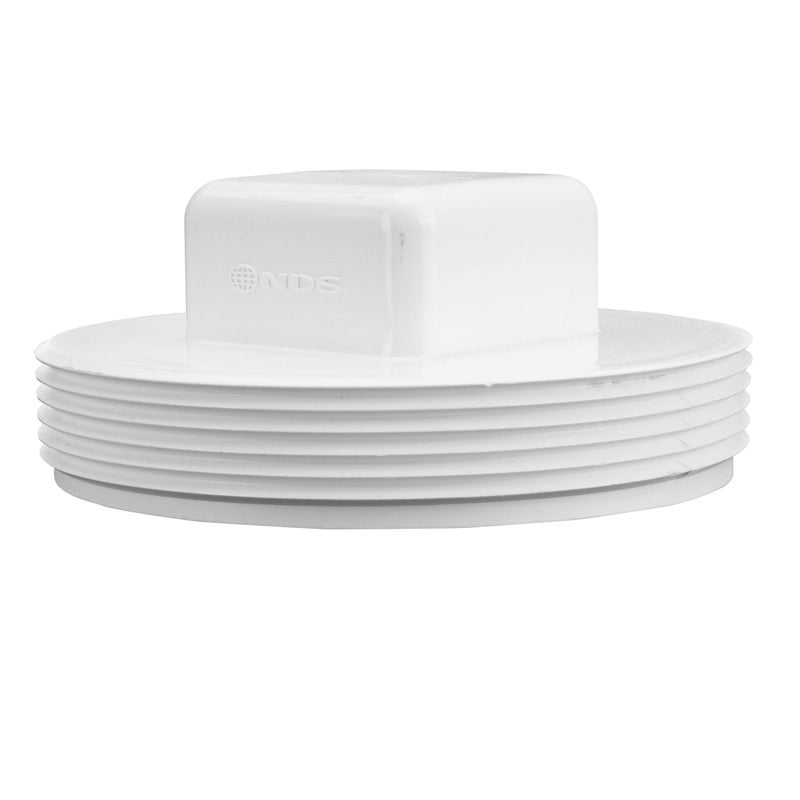 NDS 41P8 PVC S&D Cleanout Plug, with 4-Inch MPT Connection, Works with 4-Inch FPT drain fittings attached to Sewer and Drain Pipe, White - Image 3